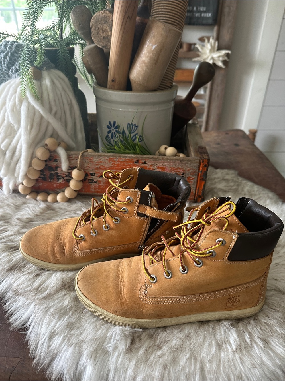 Timberland Wheat Brown Nubuck Lace-Up Ankle Boots